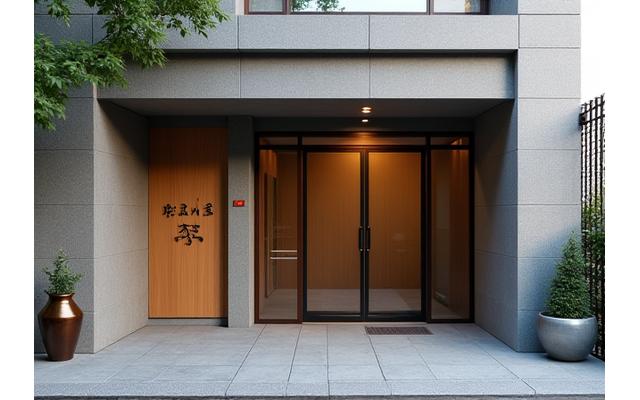 西麻布の路地にあるふるふどうの控えめなエントランス