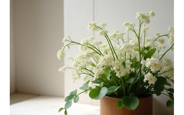 伝統的な生け花が飾られたエントランスのインテリア